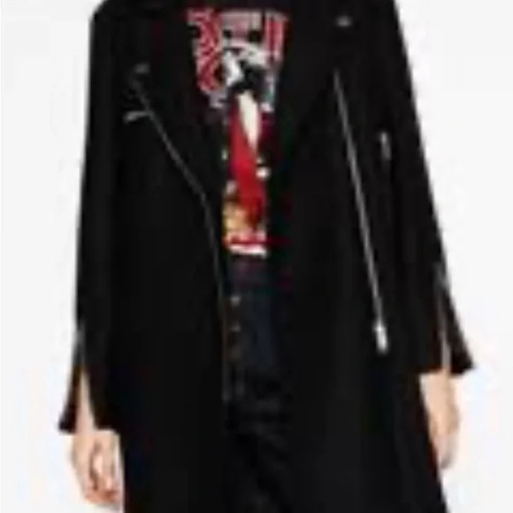 Zara Longline Biker Moto Jacket. New without tags - Picture 4 of 5